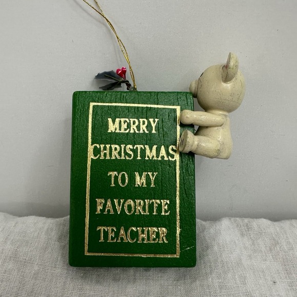 Vintage Lot Of 3 Teacher Appreciation Gift Christmas Ornaments Bus Santa Apple - Picture 7 of 11